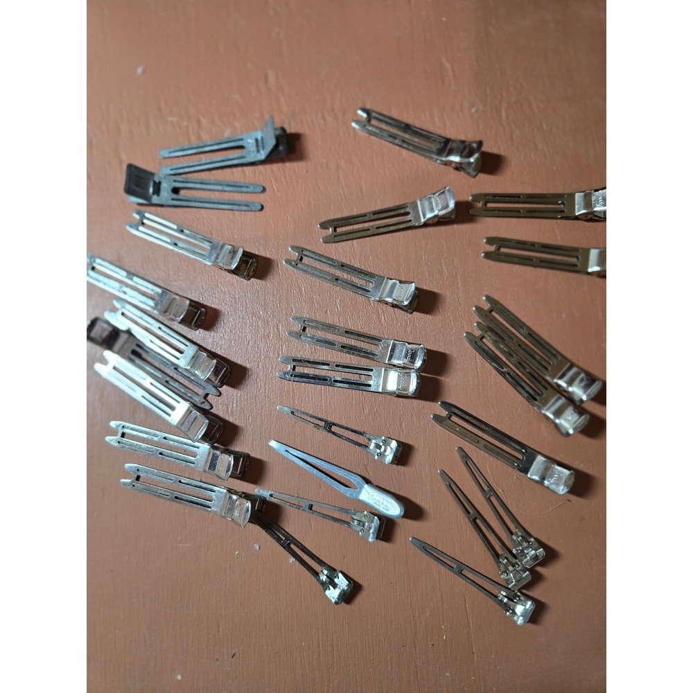 Vintage Metal Hair Clips Lot Goody Tip-Top Silver Sectioning Pin Curl 25 pcs